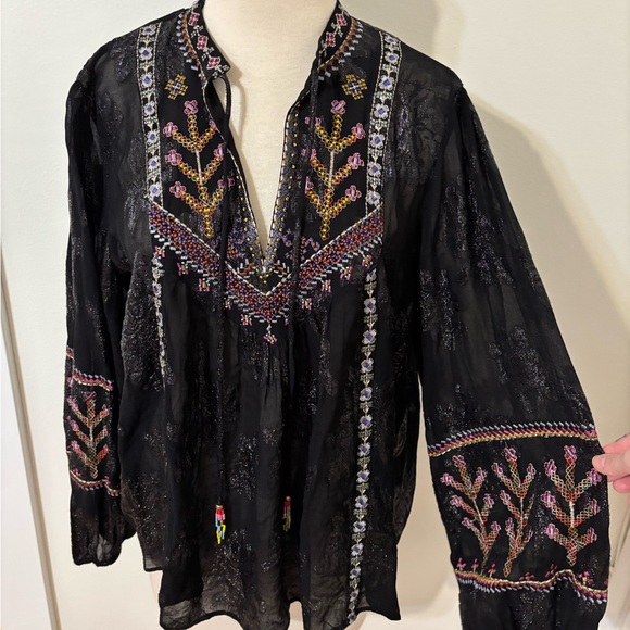 ZARA EMBROIDERED JACQUARD BLOUSE - Picture 13 of 14